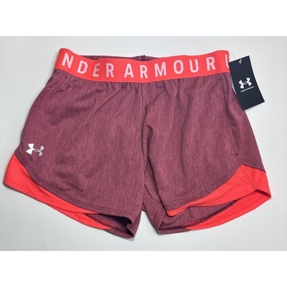 UNDER ARMOUR Women XS Wildflower Beta Red Loose Play Up 3" Shorts NEW